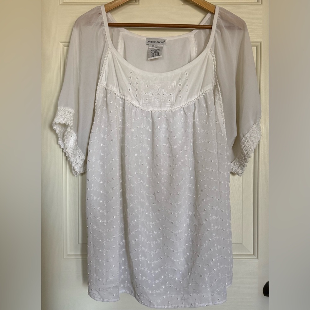 Jessica London floaty eyelet top
